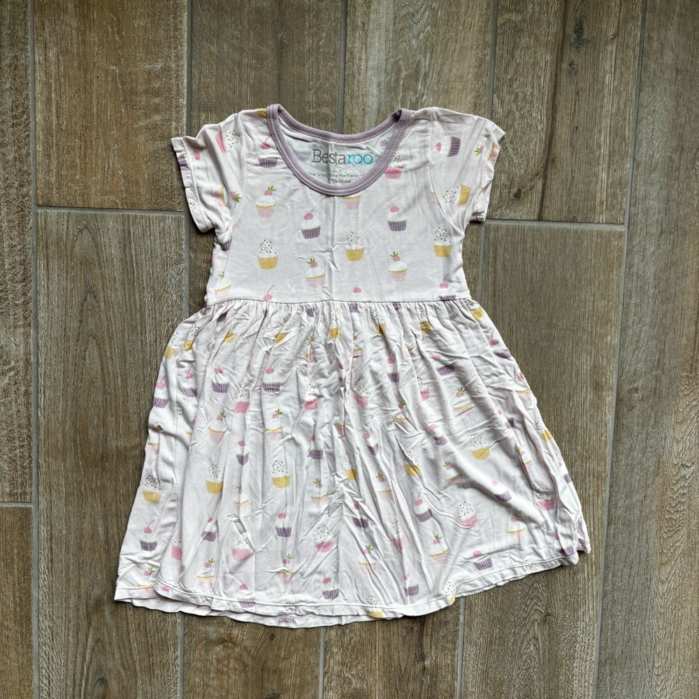 Bestaroo Pink and Yellow Cupcake Print Dress Sz 5